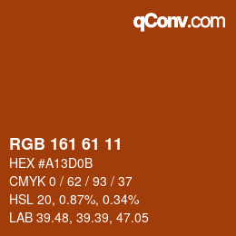 カラーコード: RGB 161 61 11 | qconv.com