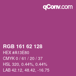 カラーコード: RGB 161 62 128 | qconv.com