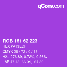 Color code: RGB 161 62 223 | qconv.com