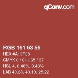 Color code: RGB 161 63 56 | qconv.com