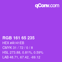 カラーコード: RGB 161 65 235 | qconv.com