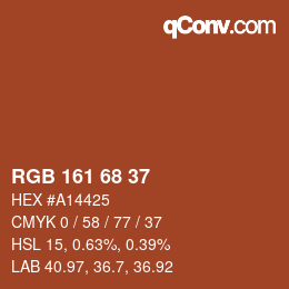 Color code: RGB 161 68 37 | qconv.com