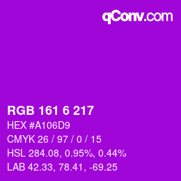 カラーコード: RGB 161 6 217 | qconv.com
