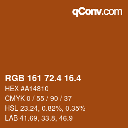 カラーコード: RGB 161 72.4 16.4 | qconv.com