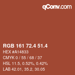 カラーコード: RGB 161 72.4 51.4 | qconv.com