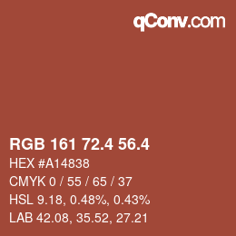 カラーコード: RGB 161 72.4 56.4 | qconv.com