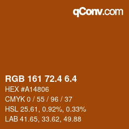 カラーコード: RGB 161 72.4 6.4 | qconv.com
