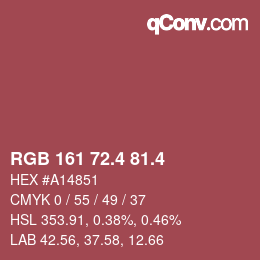 カラーコード: RGB 161 72.4 81.4 | qconv.com