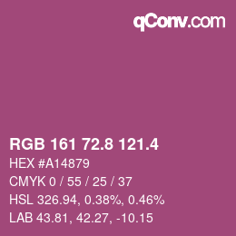 カラーコード: RGB 161 72.8 121.4 | qconv.com