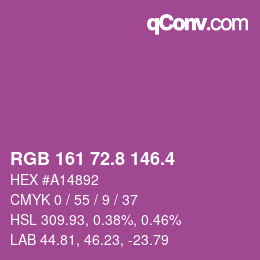 カラーコード: RGB 161 72.8 146.4 | qconv.com