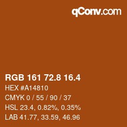 カラーコード: RGB 161 72.8 16.4 | qconv.com