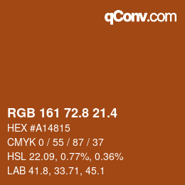 カラーコード: RGB 161 72.8 21.4 | qconv.com