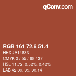 カラーコード: RGB 161 72.8 51.4 | qconv.com