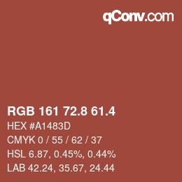 カラーコード: RGB 161 72.8 61.4 | qconv.com