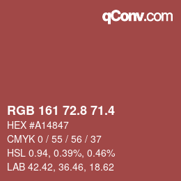 カラーコード: RGB 161 72.8 71.4 | qconv.com