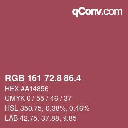 カラーコード: RGB 161 72.8 86.4 | qconv.com
