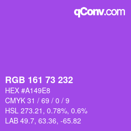 カラーコード: RGB 161 73 232 | qconv.com
