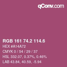 カラーコード: RGB 161 74.2 114.6 | qconv.com