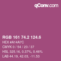カラーコード: RGB 161 74.2 124.6 | qconv.com