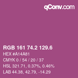 カラーコード: RGB 161 74.2 129.6 | qconv.com