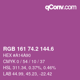 カラーコード: RGB 161 74.2 144.6 | qconv.com