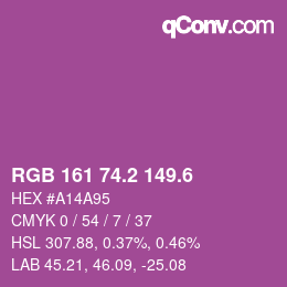 カラーコード: RGB 161 74.2 149.6 | qconv.com