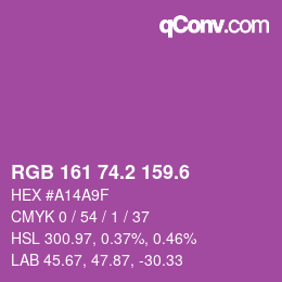 カラーコード: RGB 161 74.2 159.6 | qconv.com