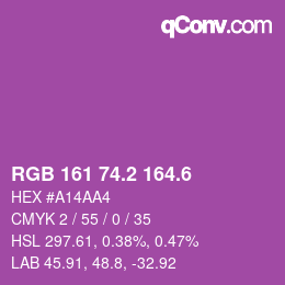 カラーコード: RGB 161 74.2 164.6 | qconv.com
