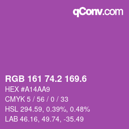 カラーコード: RGB 161 74.2 169.6 | qconv.com