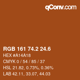 カラーコード: RGB 161 74.2 24.6 | qconv.com