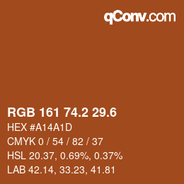 カラーコード: RGB 161 74.2 29.6 | qconv.com