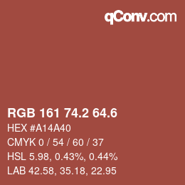 カラーコード: RGB 161 74.2 64.6 | qconv.com
