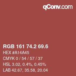 カラーコード: RGB 161 74.2 69.6 | qconv.com