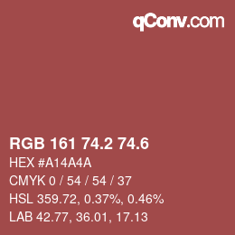 カラーコード: RGB 161 74.2 74.6 | qconv.com