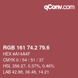 カラーコード: RGB 161 74.2 79.6 | qconv.com