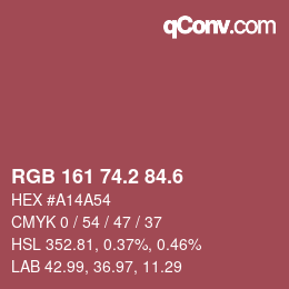 カラーコード: RGB 161 74.2 84.6 | qconv.com
