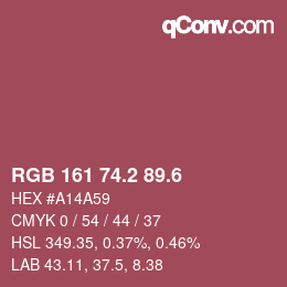 カラーコード: RGB 161 74.2 89.6 | qconv.com