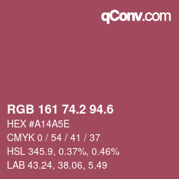 カラーコード: RGB 161 74.2 94.6 | qconv.com