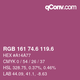 カラーコード: RGB 161 74.6 119.6 | qconv.com
