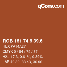 カラーコード: RGB 161 74.6 39.6 | qconv.com