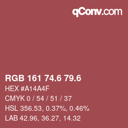 カラーコード: RGB 161 74.6 79.6 | qconv.com