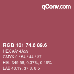 カラーコード: RGB 161 74.6 89.6 | qconv.com