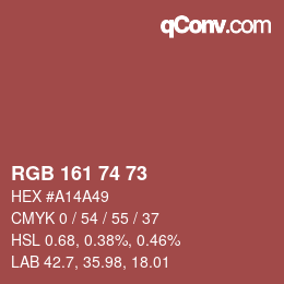 カラーコード: RGB 161 74 73 | qconv.com