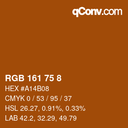 颜色代码: RGB 161 75 8 | qconv.com