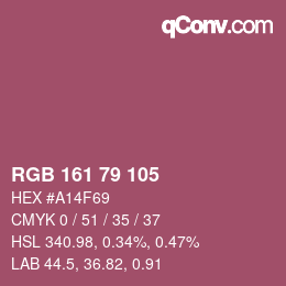 颜色代码: RGB 161 79 105 | qconv.com