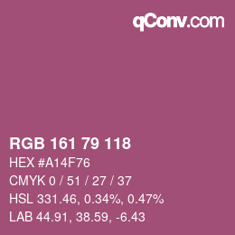 Farbcode: RGB 161 79 118 | qconv.com