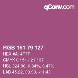 颜色代码: RGB 161 79 127 | qconv.com