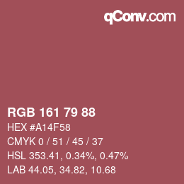 Color code: RGB 161 79 88 | qconv.com