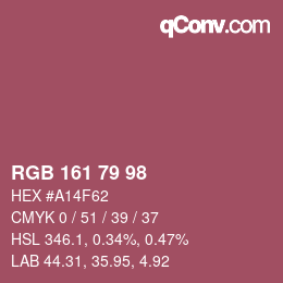 颜色代码: RGB 161 79 98 | qconv.com