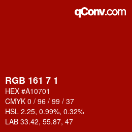 Color code: RGB 161 7 1 | qconv.com